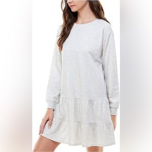 Planet Gold Grey Ruffle Dress